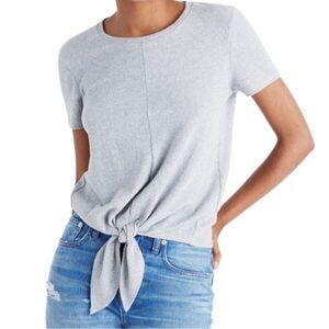 Madewell Modern Tie Front Shirt in Gray